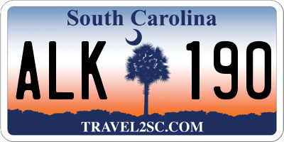 SC license plate ALK190