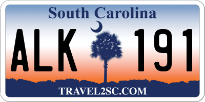 SC license plate ALK191