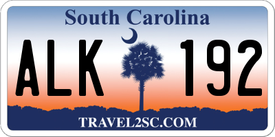 SC license plate ALK192