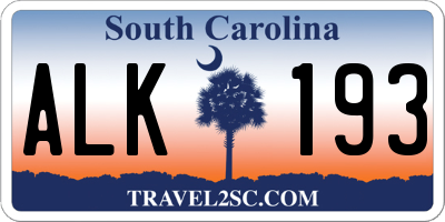 SC license plate ALK193