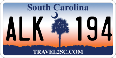 SC license plate ALK194