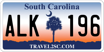 SC license plate ALK196