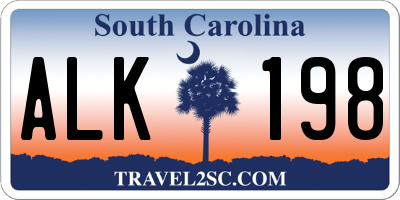 SC license plate ALK198