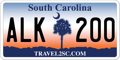 SC license plate ALK200