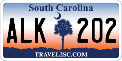 SC license plate ALK202