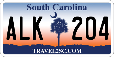 SC license plate ALK204