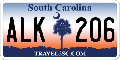 SC license plate ALK206