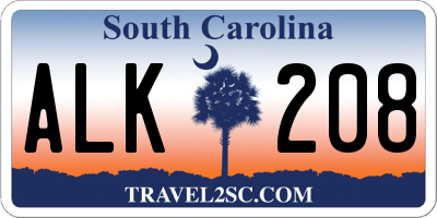 SC license plate ALK208