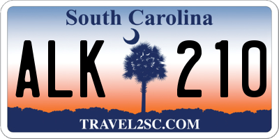 SC license plate ALK210