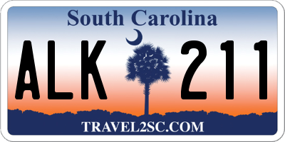 SC license plate ALK211