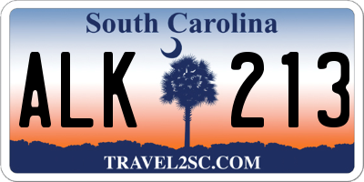 SC license plate ALK213