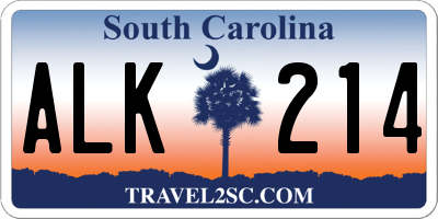 SC license plate ALK214