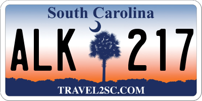 SC license plate ALK217