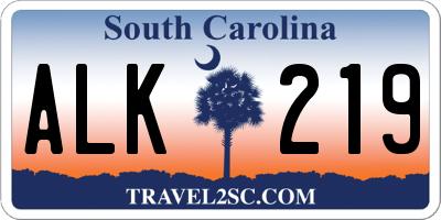 SC license plate ALK219