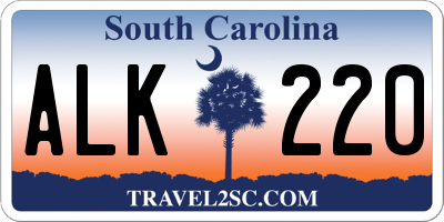 SC license plate ALK220