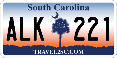 SC license plate ALK221