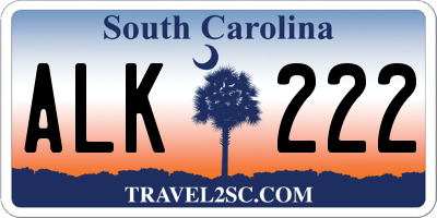 SC license plate ALK222