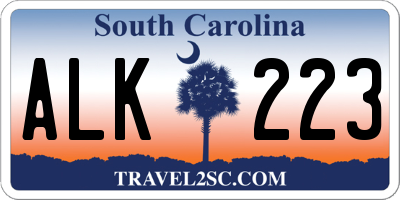 SC license plate ALK223