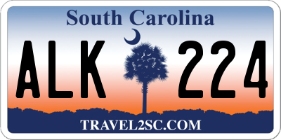 SC license plate ALK224