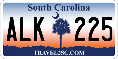 SC license plate ALK225
