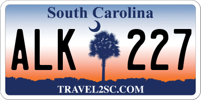 SC license plate ALK227