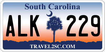 SC license plate ALK229