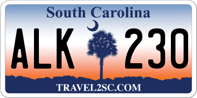 SC license plate ALK230