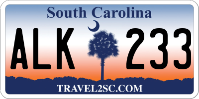 SC license plate ALK233