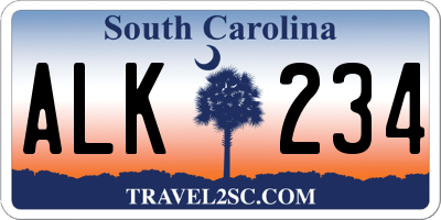 SC license plate ALK234