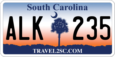 SC license plate ALK235