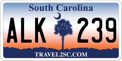 SC license plate ALK239