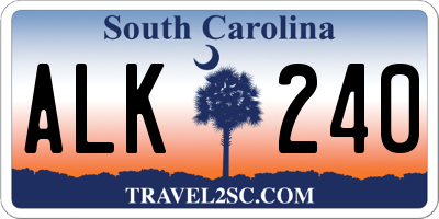 SC license plate ALK240
