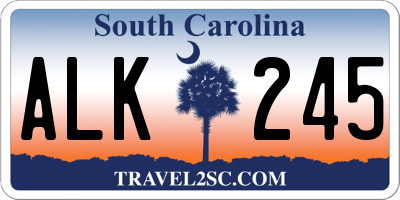 SC license plate ALK245