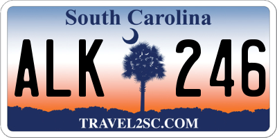 SC license plate ALK246