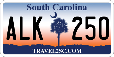SC license plate ALK250