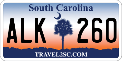 SC license plate ALK260