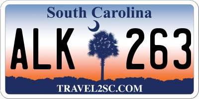 SC license plate ALK263
