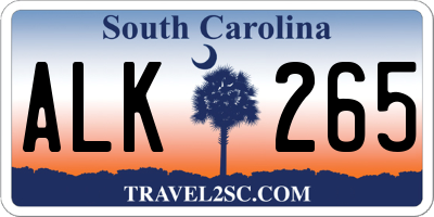 SC license plate ALK265