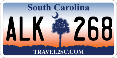 SC license plate ALK268