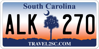 SC license plate ALK270