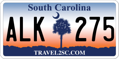 SC license plate ALK275