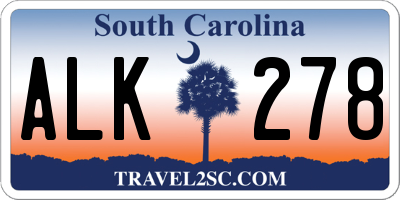 SC license plate ALK278