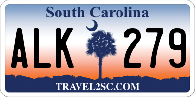 SC license plate ALK279