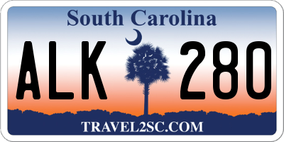 SC license plate ALK280