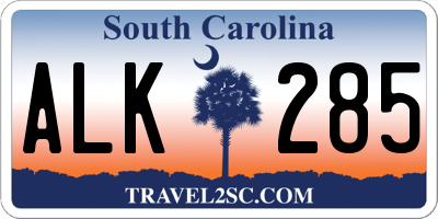 SC license plate ALK285