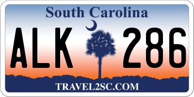 SC license plate ALK286