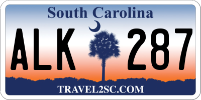 SC license plate ALK287