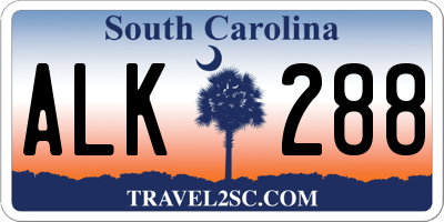 SC license plate ALK288