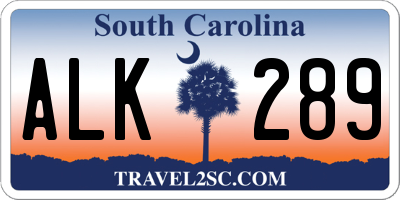 SC license plate ALK289