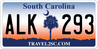 SC license plate ALK293